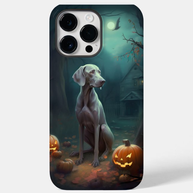 Halloween Weimaraner Med Pumpor Skräckinjagande (Baksida)