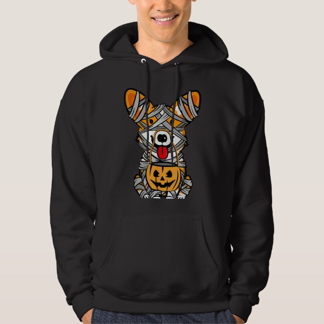 Halloween Welsh Corgi Mummy Hoodie (Framsida)