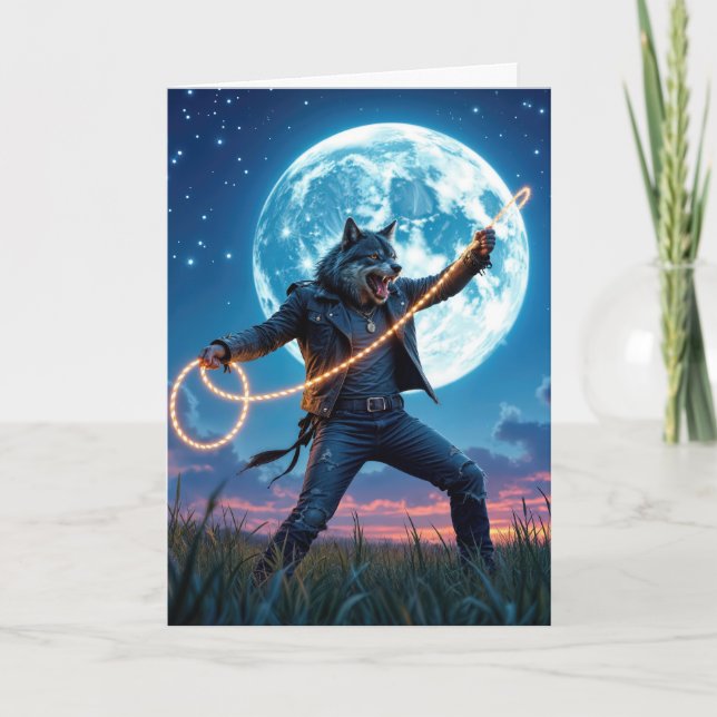 Halloween Werevargen Lassoing a Full Moon Kort (Framsida)