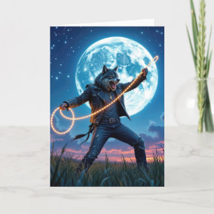 Halloween Werevargen Lassoing a Full Moon Kort