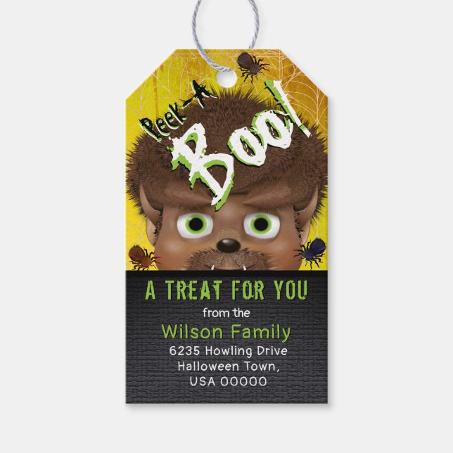 Halloween Werevargen Monster Peek A Boo Adress Presentetikett (Framsidan)