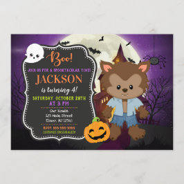 Halloween Werevarns födelsedagsinbjudan Inbjudningar