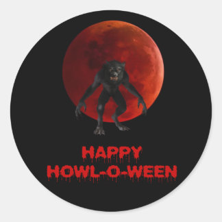 Halloween Werevarulv Lycan Red Blood Måne-droppar Runt Klistermärke