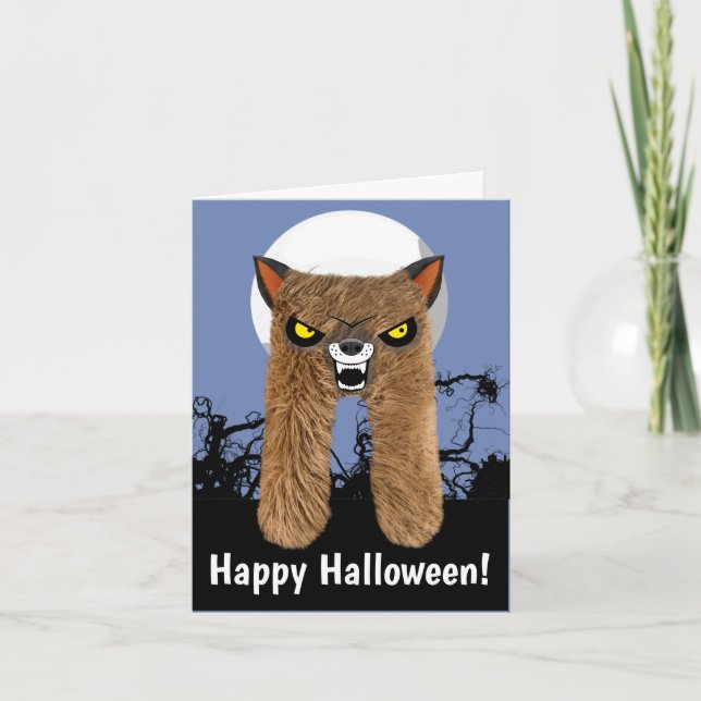 Halloween Werewolfhälsning Kort (Framsida)