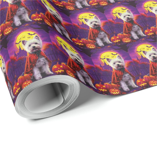Halloween West Highland White Terrier Skräckinjaga Presentpapper (Rulle Hörn)