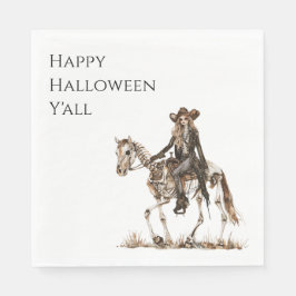 Halloween Western Cowgirl Skeleton Horse Pappersservett