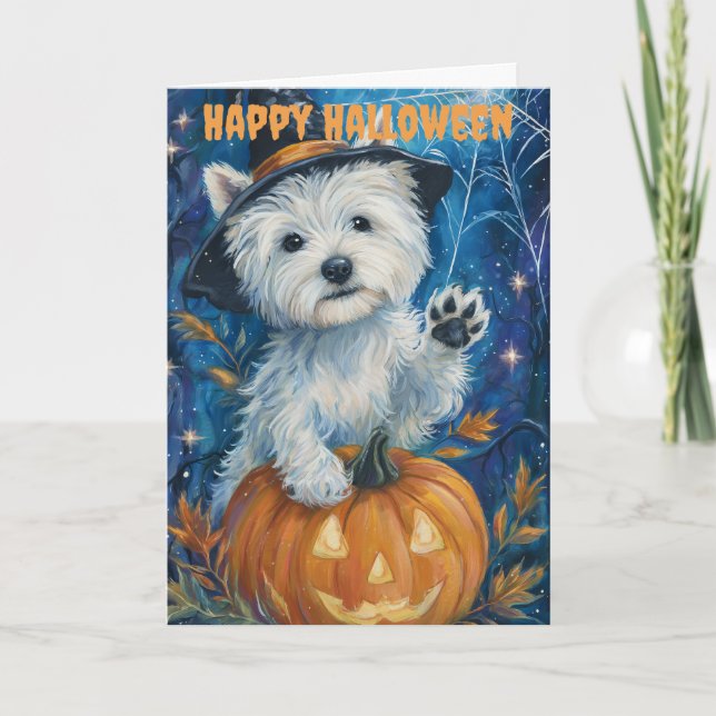 Halloween Westie Dog Helgkort (Framsida)