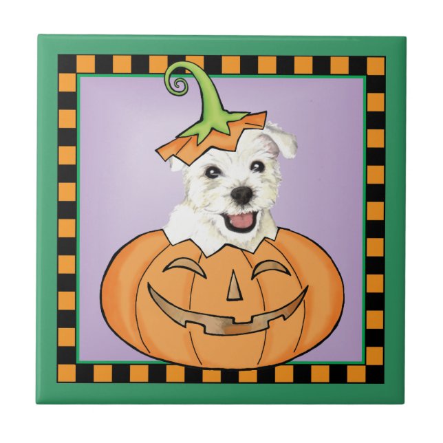Halloween Westie Kakelplatta (Framsidan)