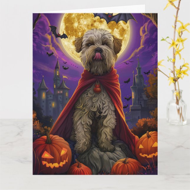 Halloween Wheaten Terrier Vampire Pumpkins Scary Kort (Gul blomma)