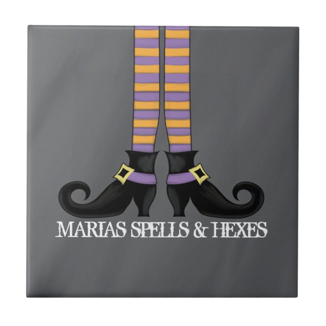 Halloween Whimsical Black Witch Shoes nolla Kakelplatta (Framsidan)