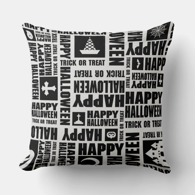 Halloween Whimsical Coola Funny Black Kudde (Framsida)