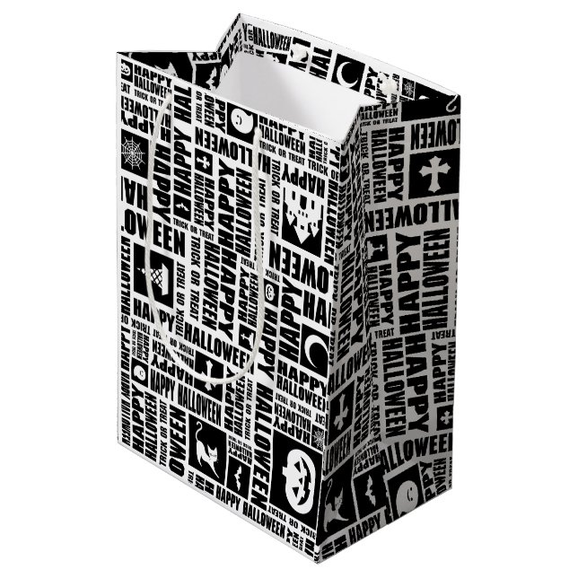 Halloween Whimsical Coola Typography Mönster Black (Baksidan Vinklad)