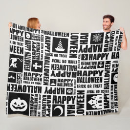 Halloween Whimsical Coola Typography Mönster Black Fleecefilt