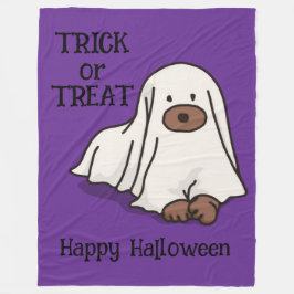 Halloween Whimsical Cute Ghost Hund Lila Fleecefilt