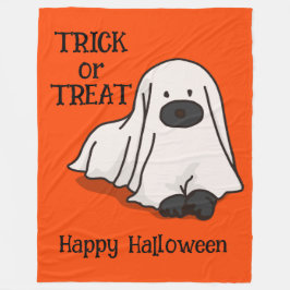 Halloween Whimsical Cute Ghost Orange Hund Fleecefilt