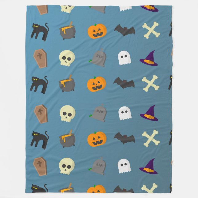 Halloween Whimsical Cute Mönster Bluegray Fleecefilt (Framsidan)