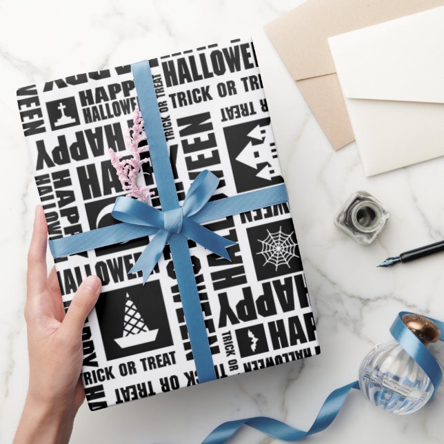 Halloween Whimsical Funny typography Black Presentpapper (Gifting)