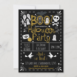 Halloween Whimsical Handritad Kostymfest Inbjudningar