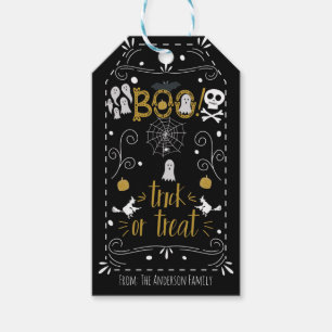 Halloween Whimsical Handritad Kostymfest Presentetikett