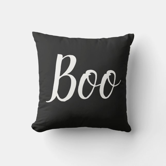 Halloween White Boo Typography enkel Kudde (Framsida)