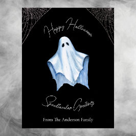 Halloween White Lakan Ghost & Cobwebs Gothic Black Helg Vykort