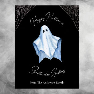 Halloween White Lakan Ghost & Cobwebs Gothic Black Helg Vykort
