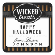 Halloween Wickat Treats Orange & Black Stripe