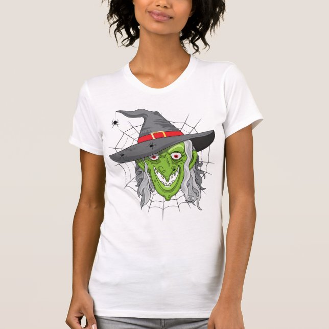 Halloween Wicked Grönt Witch T Shirt (Framsida)