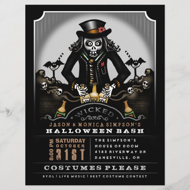 Halloween Wicked Party Bash 8,5 x 11 Flyer (Framsidan)