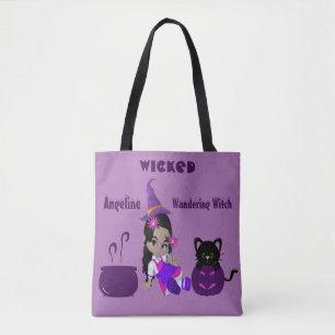 Halloween Wicked Wandering Witch Lila Cute Roligt Tygkasse