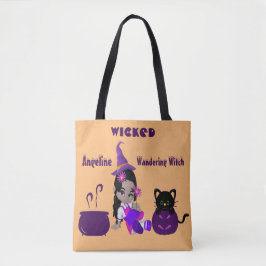Halloween Wicked Wandering Witch Orange Cute Cat Tygkasse