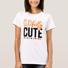Halloween Wickly Cute Orange Black T Shirt