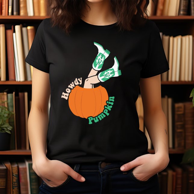 HALLOWEEN WILWEST COWBOY BOOTS HOWDY PUMPKIN T SHIRT (Skapare uppladdad)