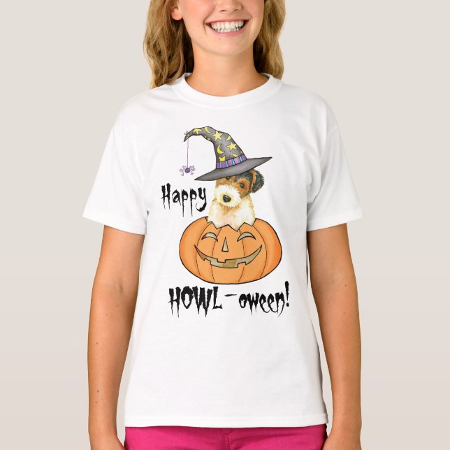 Halloween Wire Fox Terrier T Shirt (Framsida)