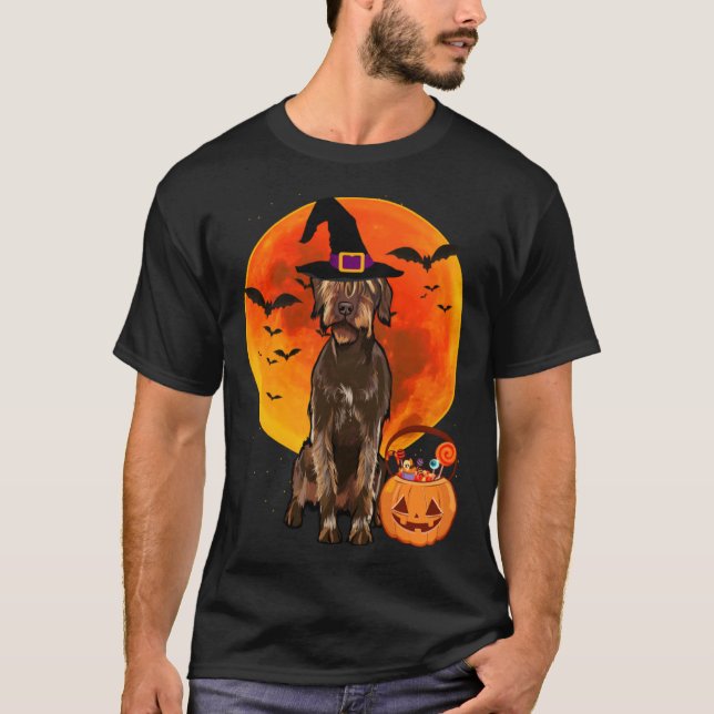 Halloween Wirehaired Pointing Griffon Jack O Lante T Shirt (Framsida)