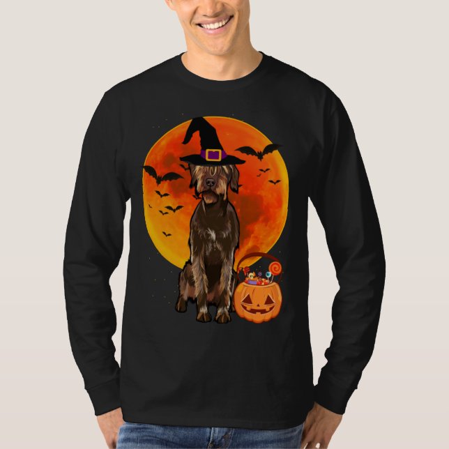 Halloween Wirehaired Pointing Griffon Jack O Lante T Shirt (Framsida)