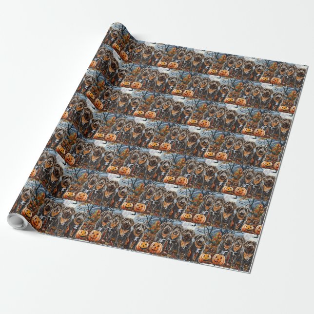 Halloween Wirehaired Pointing Griffon Kuslig Presentpapper (Utrullad)