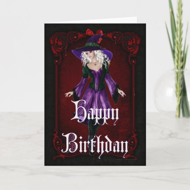 Halloween Witch 5 oktober Grattis på födelsedagen  Kort (Framsida)