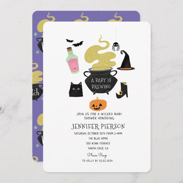 Halloween Witch A Baby brinner i babyskor Inbjudningar (Skapare uppladdad)