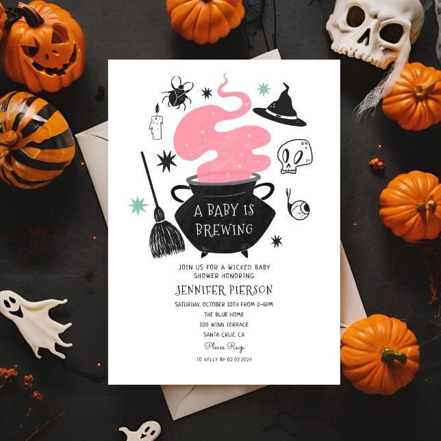 Halloween Witch A Baby brinner i babyskor Inbjudningar (Skapare uppladdad)