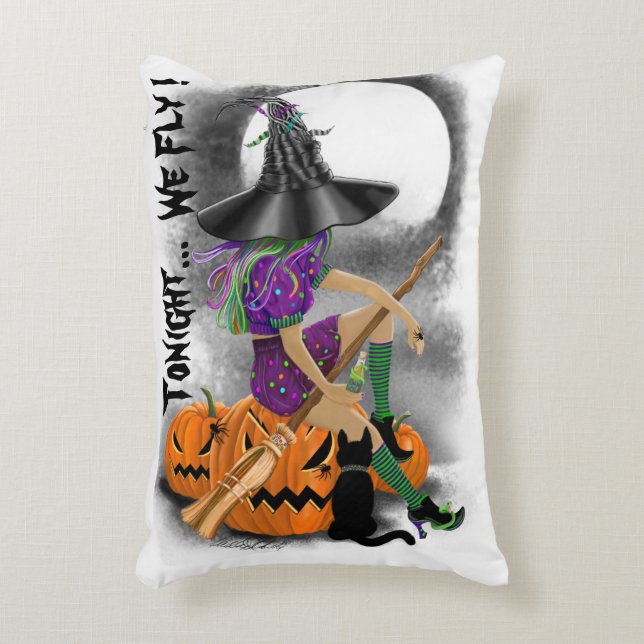 Halloween Witch accent Pillow Prydnadskudde (Framsidan(Vertikal))