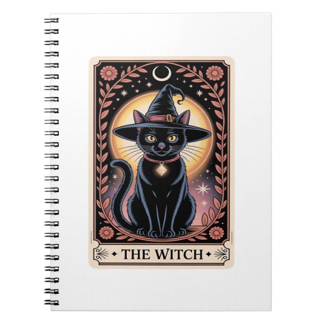 Halloween Witch Aesthetic Cat Lovers Gothic Tarot Anteckningsbok (Framsidan)