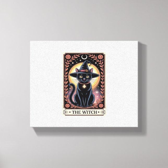 Halloween Witch Aesthetic Cat Lovers Gothic Tarot Canvastryck (Framsida)