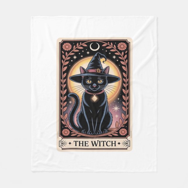 Halloween Witch Aesthetic Cat Lovers Gothic Tarot Fleecefilt (Framsidan)