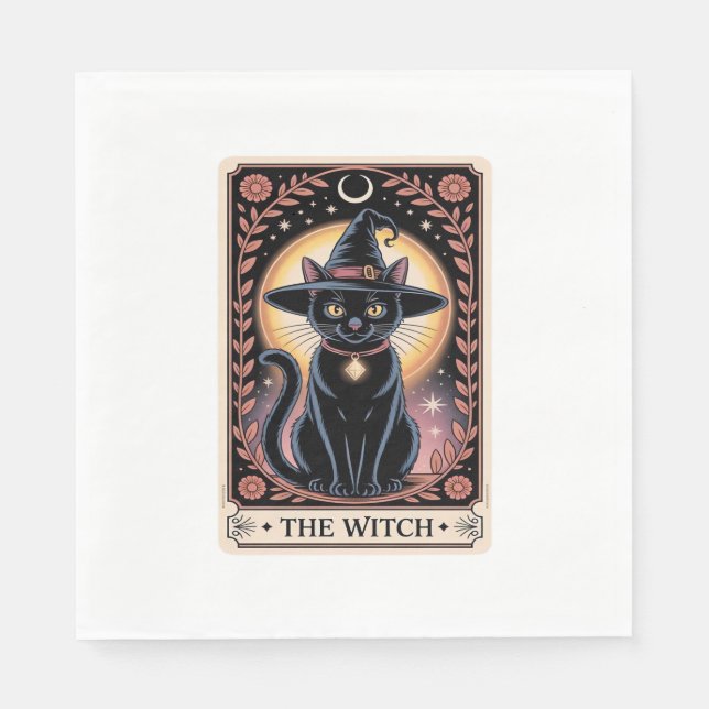 Halloween Witch Aesthetic Cat Lovers Gothic Tarot Pappersservett (Framsidan)