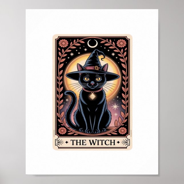 Halloween Witch Aesthetic Cat Lovers Gothic Tarot Poster (Framsidan)