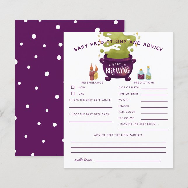 Halloween Witch Baby Predications & Advice Card (Fram/baksida)