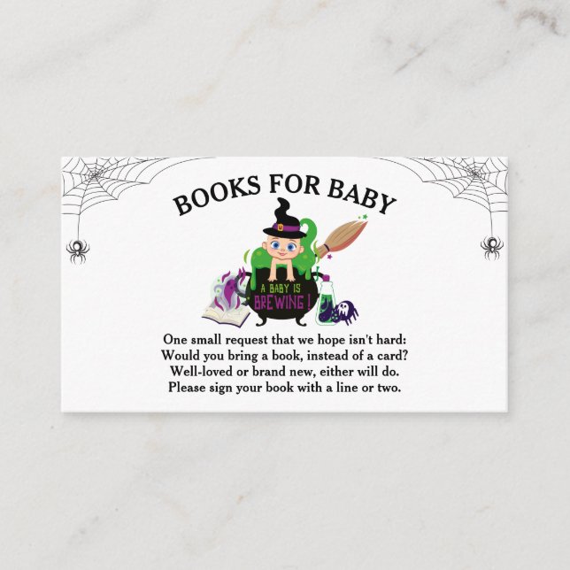 Halloween Witch Baby Shower Bokar för Baby Tilläggskort (Framsida)