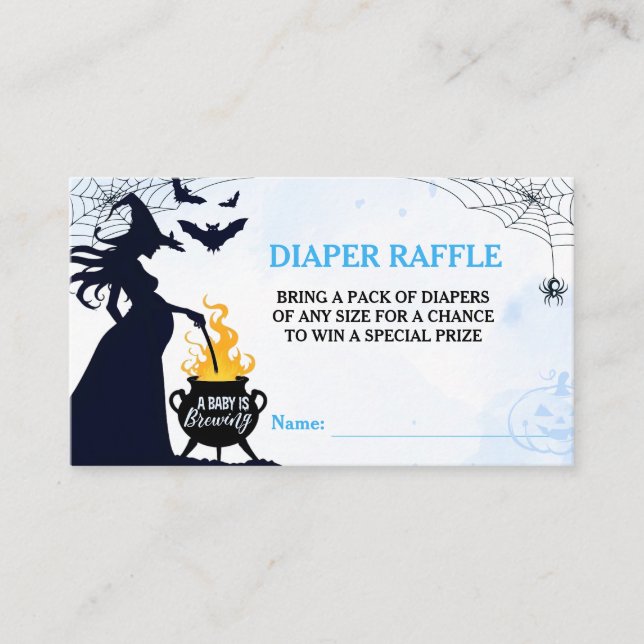 Halloween Witch Baby Shower Diaper Raffle Blue Tilläggskort (Framsida)