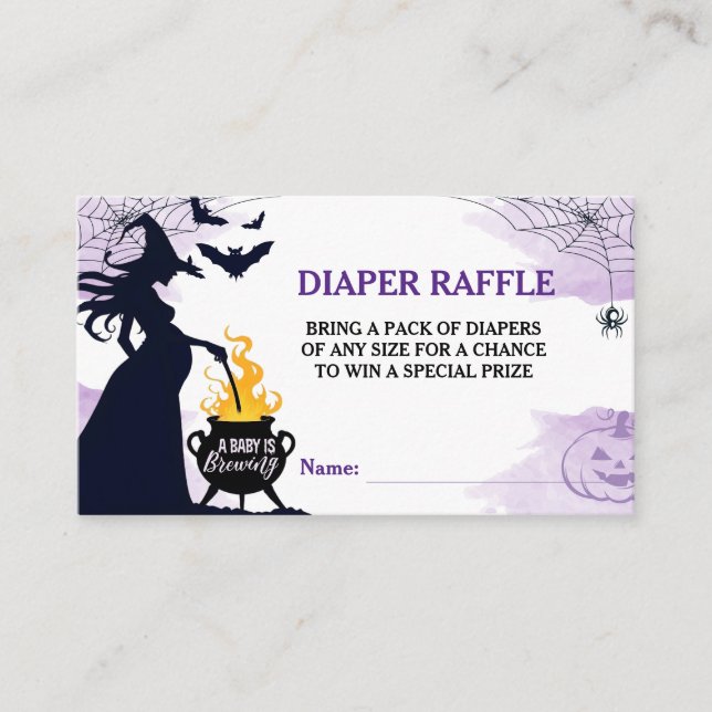 Halloween Witch Baby Shower Diaper Raffle Lila Tilläggskort (Framsida)